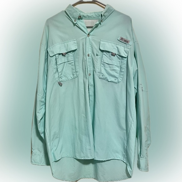 Columbia PFG Long Sleeve Vented Fishing Shirt – Aqua Mint XL - Picture 2 of 6